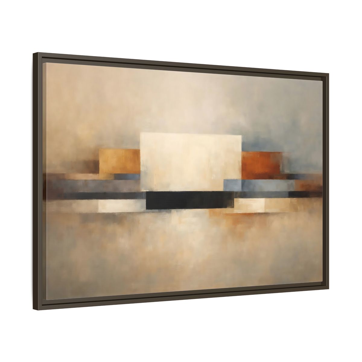 Side Mockup 9. Abstract Geometric Shapes Earthy Tones Abstract shown as stretched canvas wall art