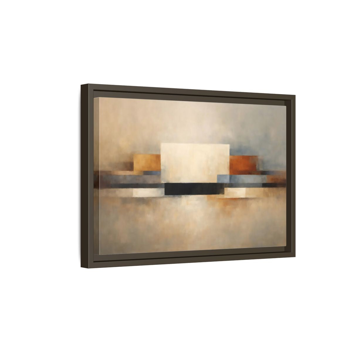 Side Mockup 5. Abstract Geometric Shapes Earthy Tones Abstract shown as stretched canvas wall art