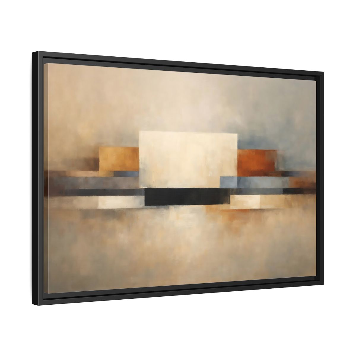 Side Mockup 14. Abstract Geometric Shapes Earthy Tones Abstract shown as stretched canvas wall art