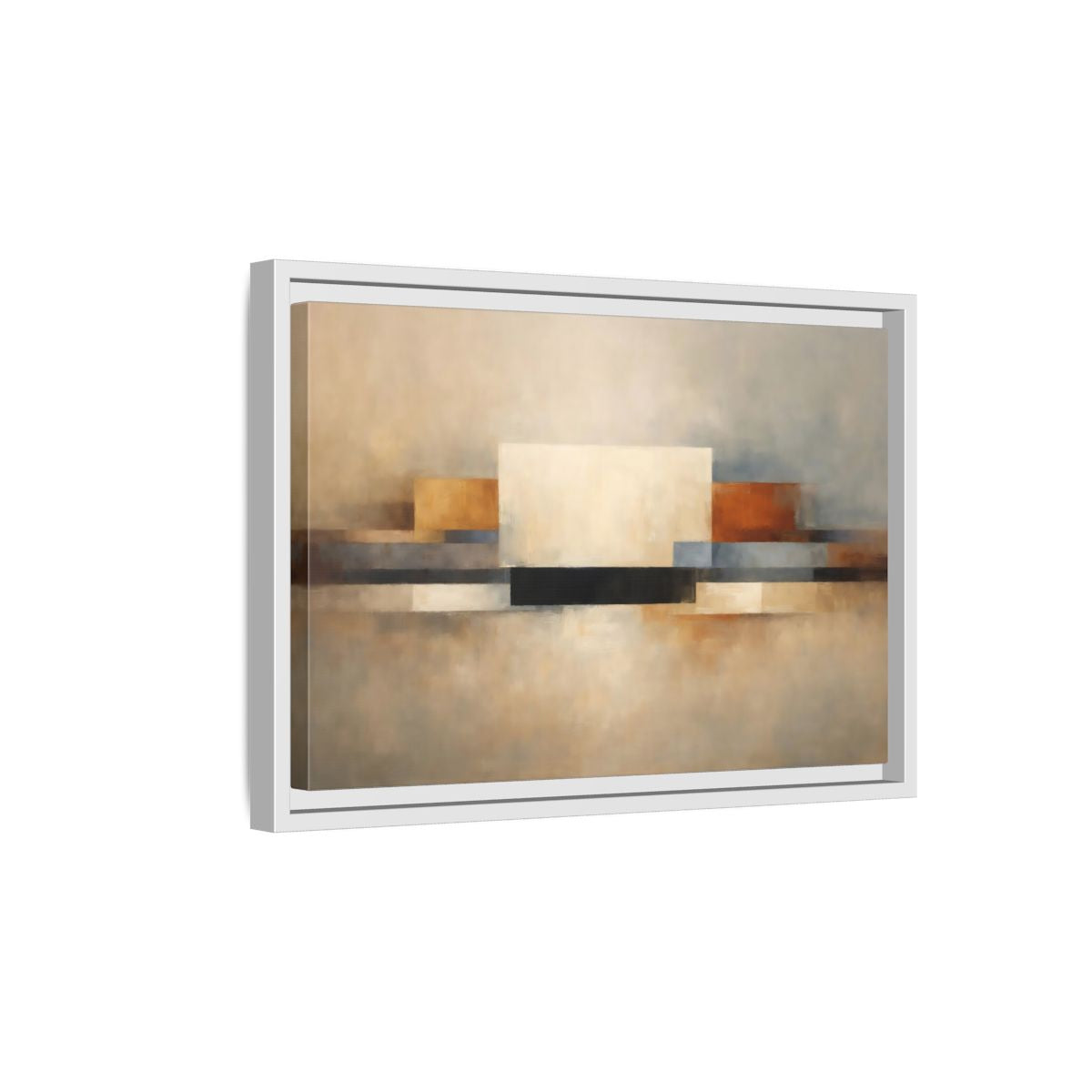 Side Mockup 4. Abstract Geometric Shapes Earthy Tones Abstract shown as stretched canvas wall art