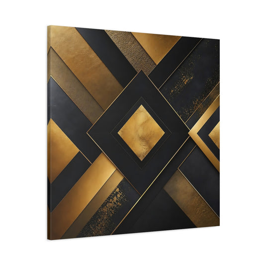 Main Mockup. Abstract Geometric Shapes Gold Black Abstract shown as stretched canvas wall art