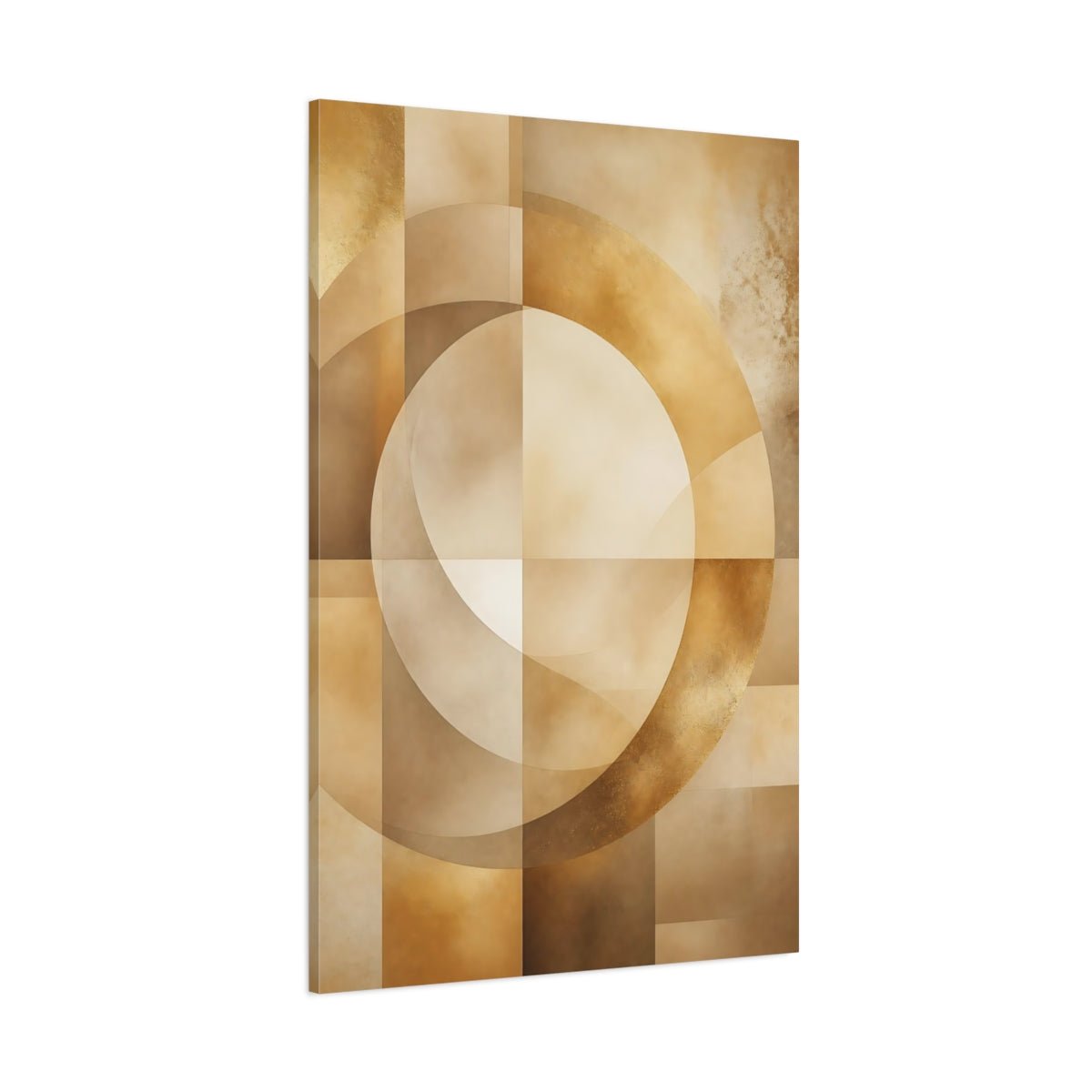 Abstract Geometric Shapes Gold Canvas Print – Living Room, Above Fireplace, - YesArtYes