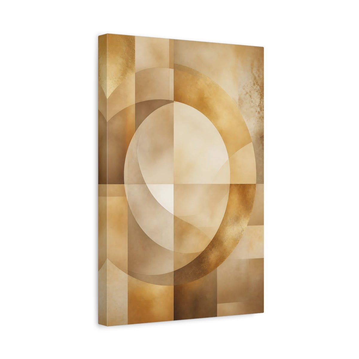 Abstract Geometric Shapes Gold Canvas Print – Living Room, Above Fireplace, - YesArtYes