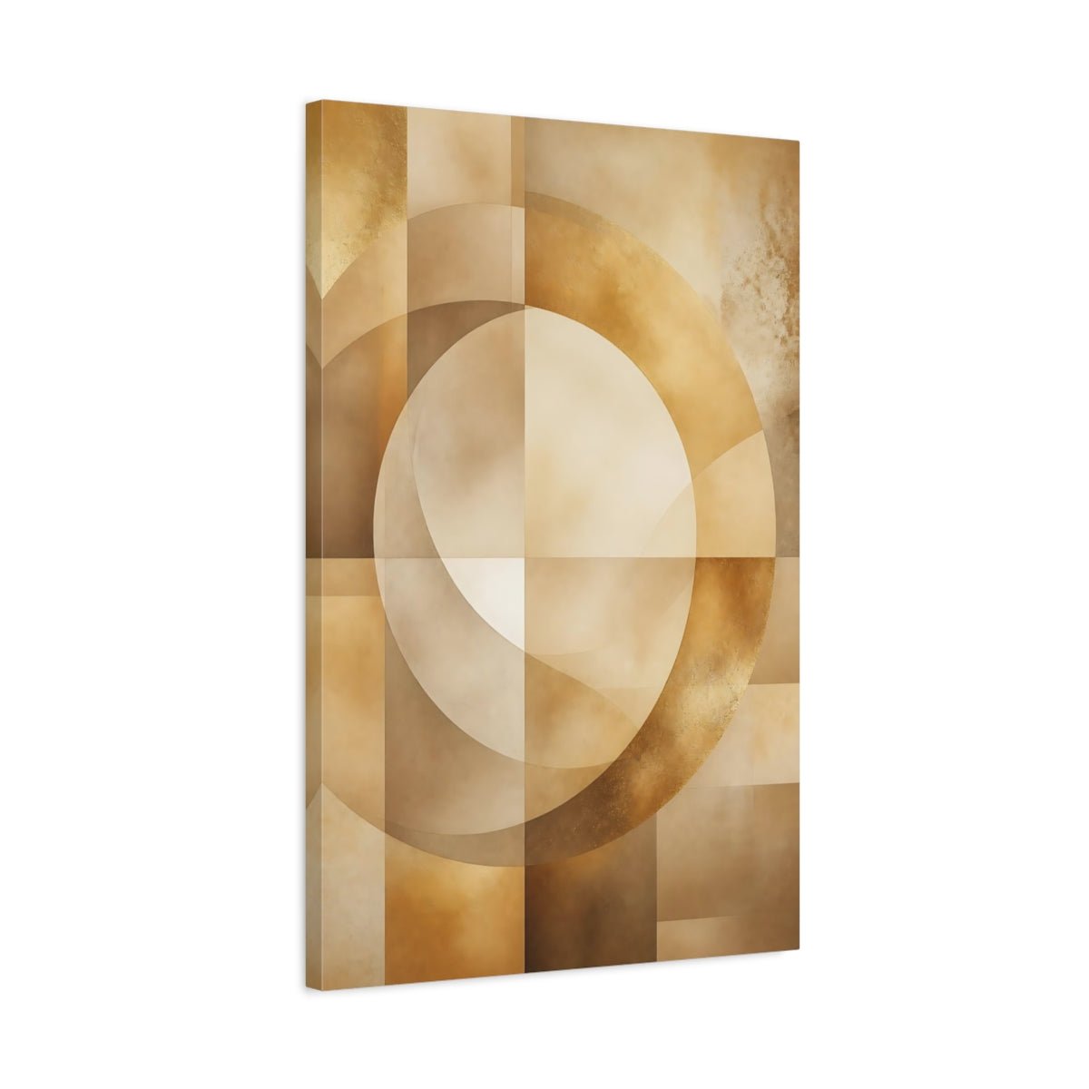 Abstract Geometric Shapes Gold Canvas Print – Living Room, Above Fireplace, - YesArtYes