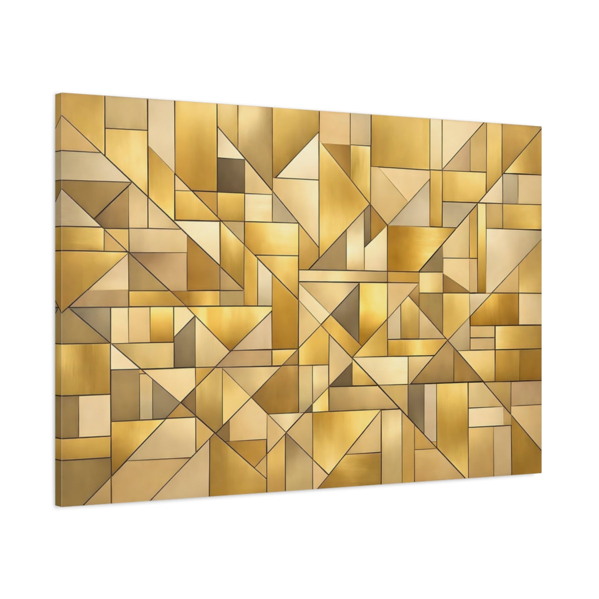 Main Mockup. Abstract Geometric Shapes Gold Geometric shown as stretched canvas wall art