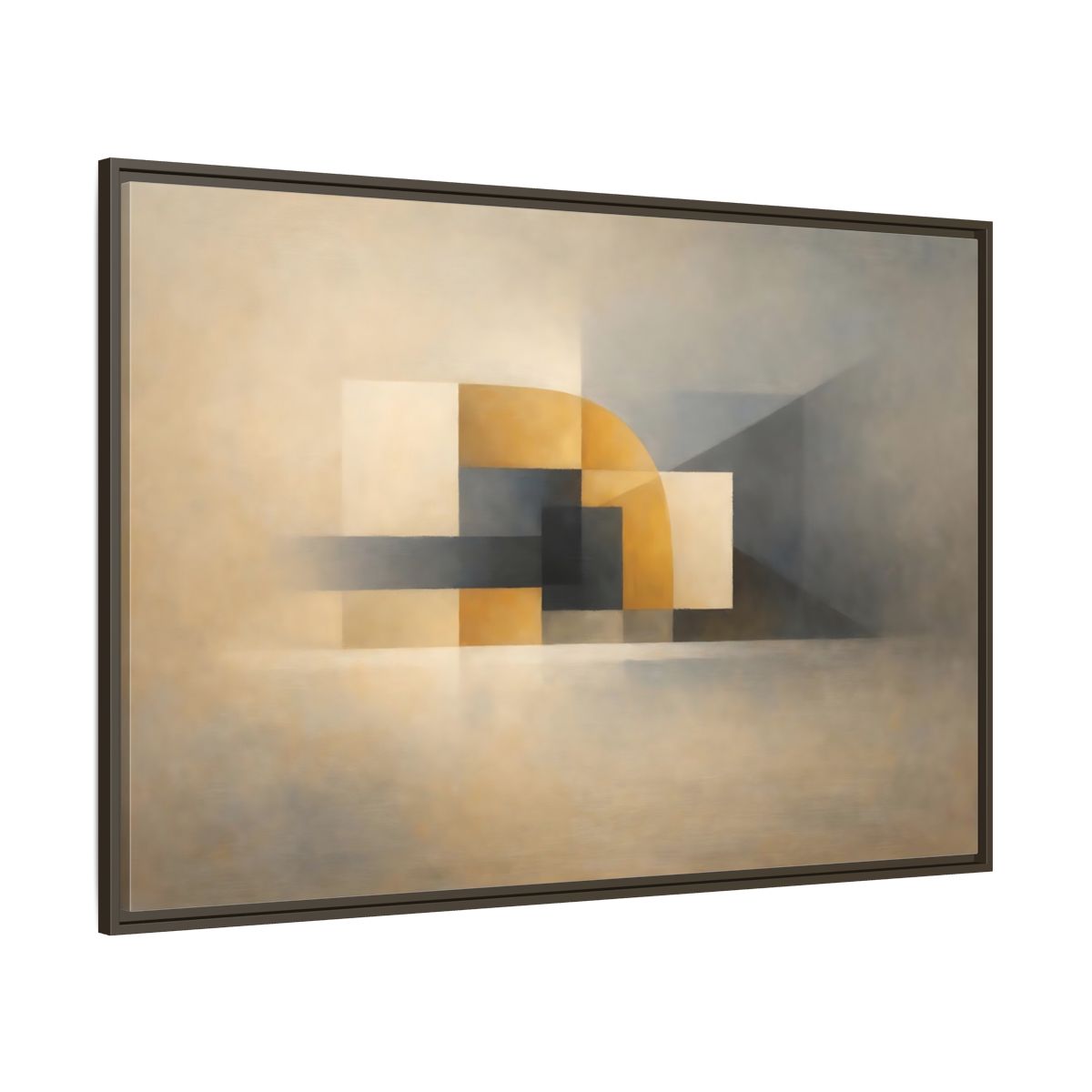 Main Mockup. Abstract Geometric Shapes Gold Grey Abstract shown as stretched canvas wall art