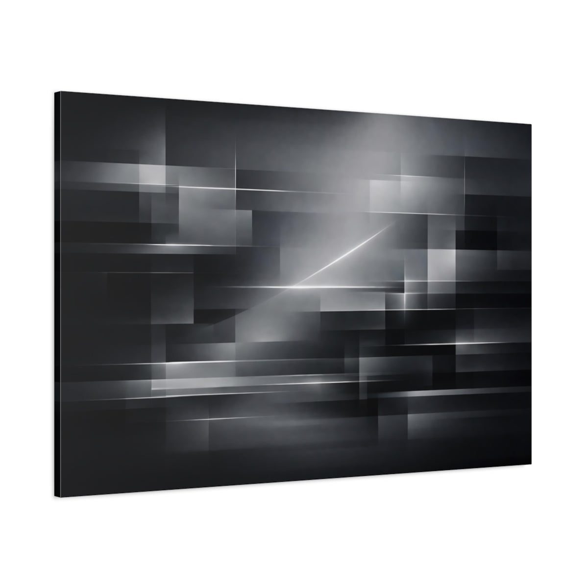 Main Mockup. Abstract Geometric Shapes Gray Abstract shown as stretched canvas wall art
