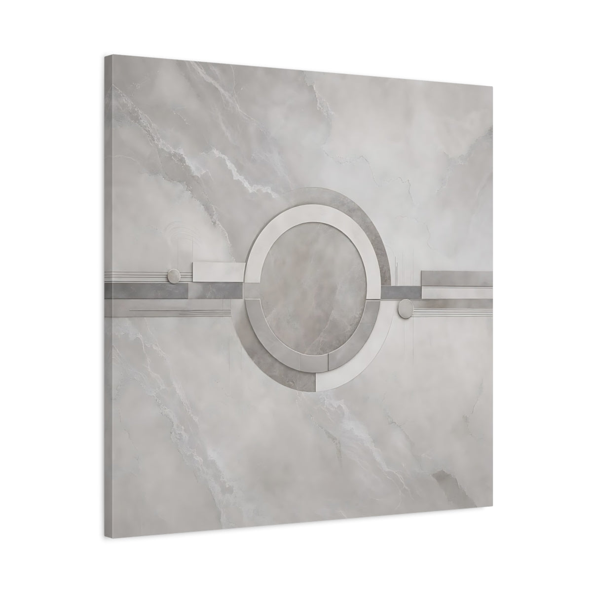 Side Mockup 3. Abstract Geometric Shapes Gray Geometric shown as stretched canvas wall art