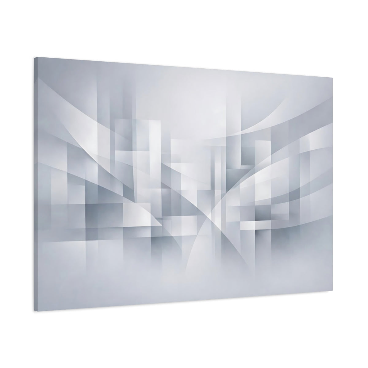 Main Mockup. Abstract Geometric Shapes Grey Abstract shown as stretched canvas wall art