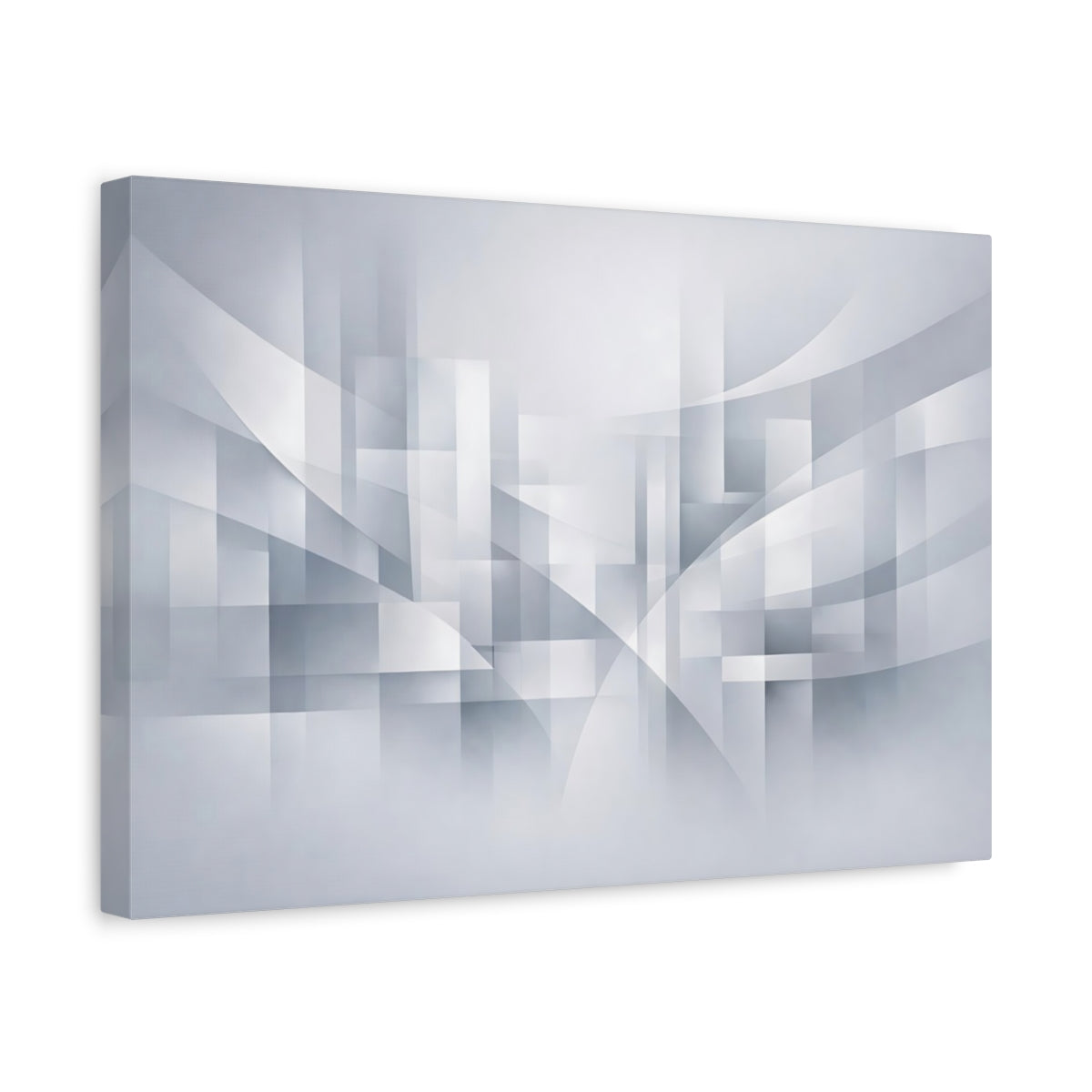 Side Mockup 4. Abstract Geometric Shapes Grey Abstract shown as stretched canvas wall art