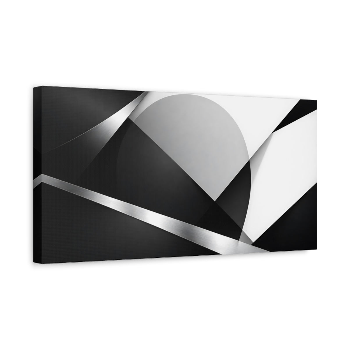 Side Mockup 3. Abstract Geometric Shapes Monochrome Geometric shown as stretched canvas wall art
