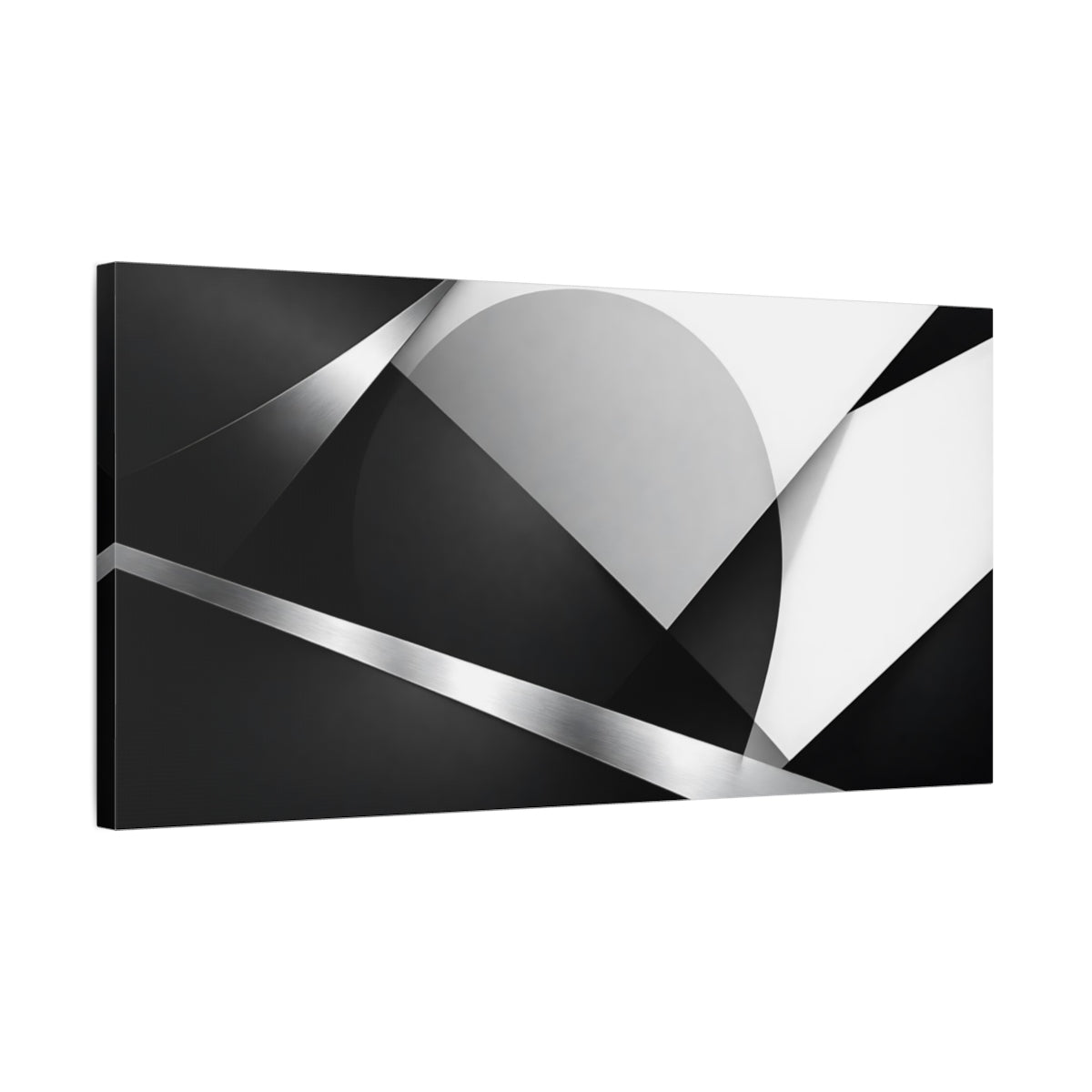 Side Mockup 2. Abstract Geometric Shapes Monochrome Geometric shown as stretched canvas wall art