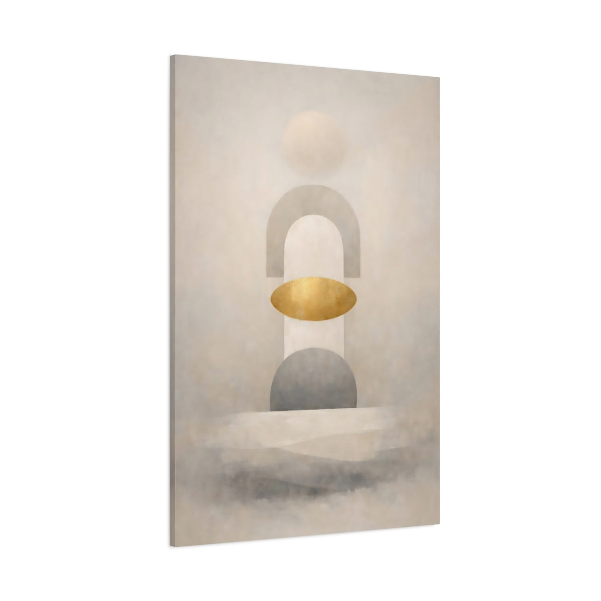 Abstract Geometric Shapes Muted Gold Abstract shown as stretched canvas wall art