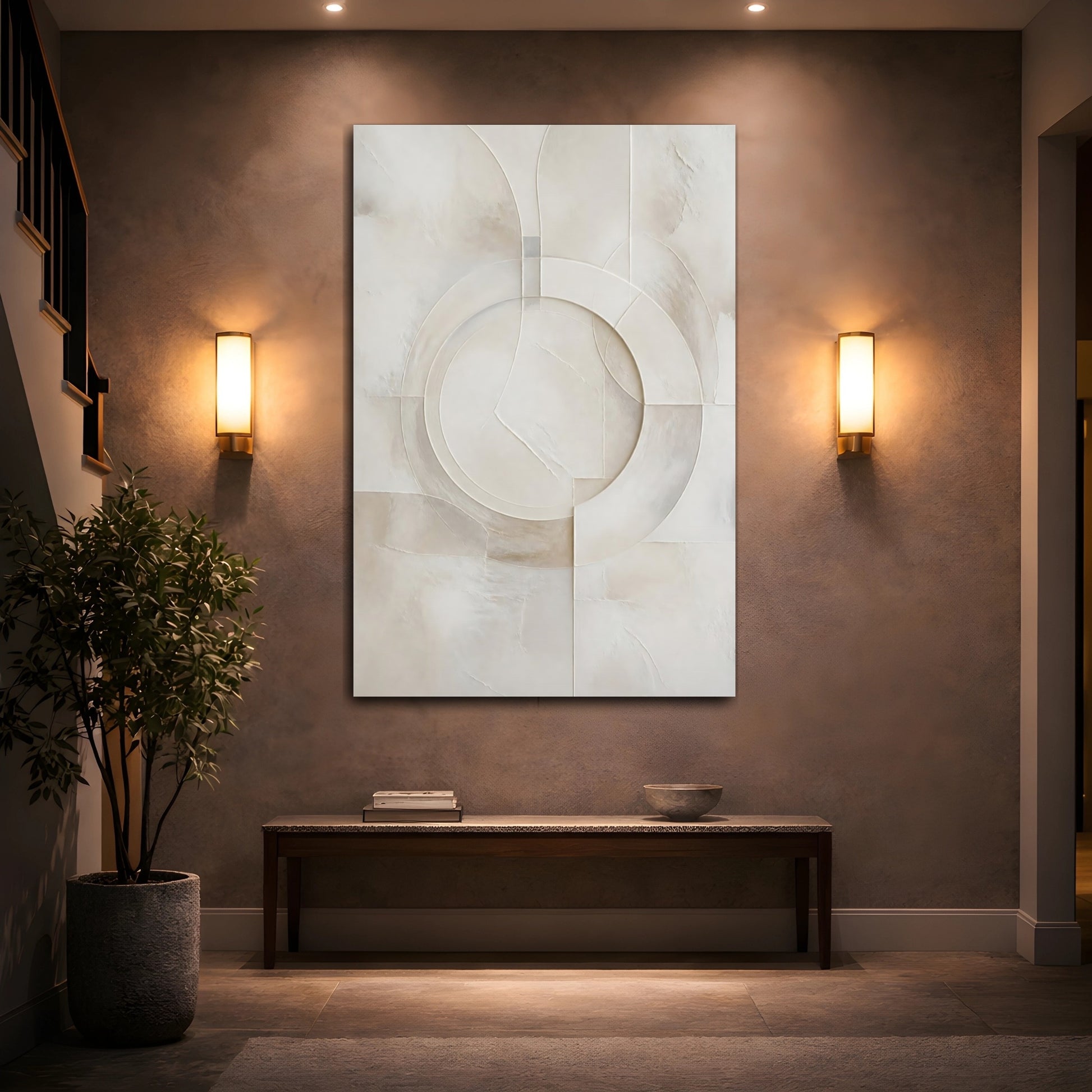 Mockup 2. Abstract Geometric Shapes Neutral Abstract shown as stretched canvas wall art