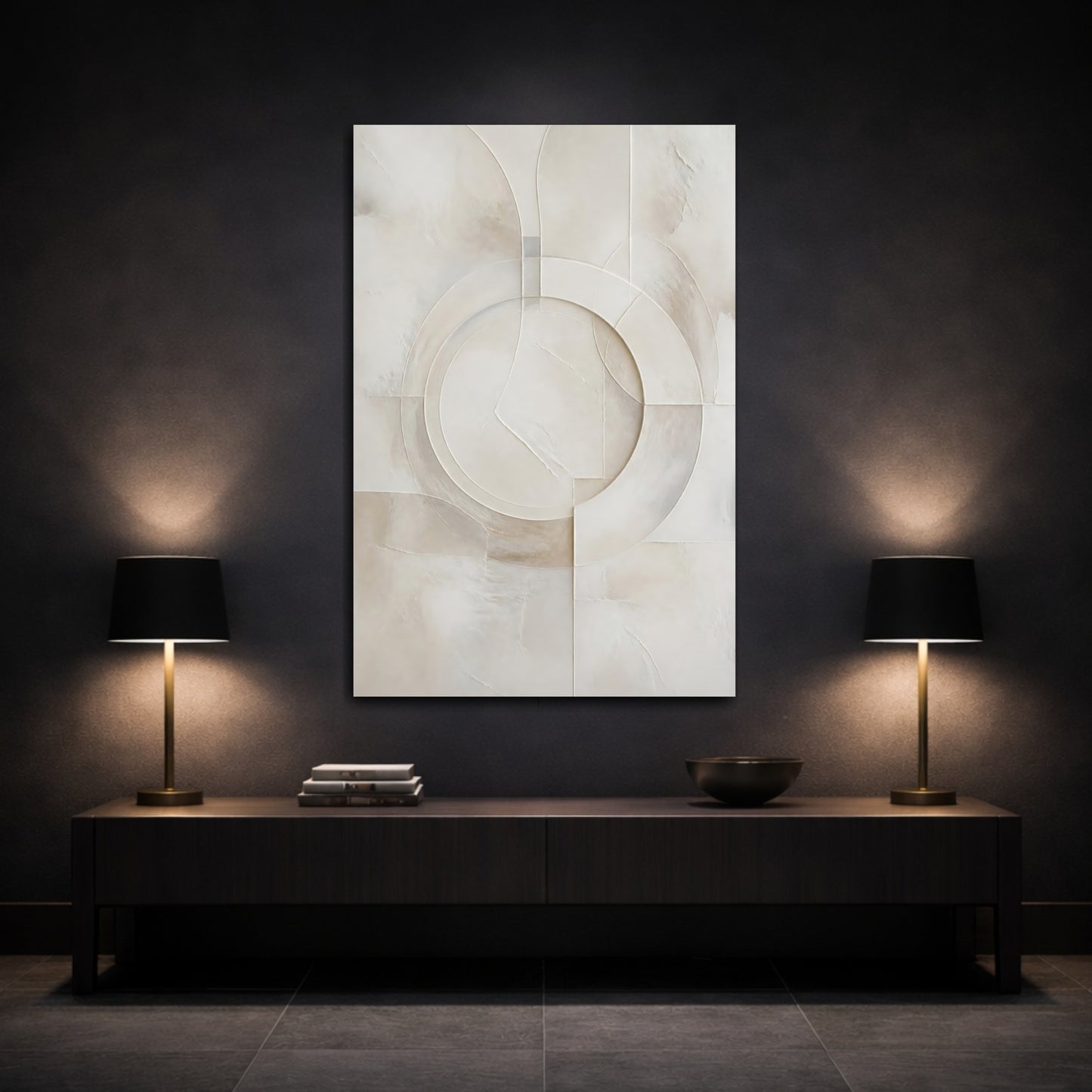 Mockup 3. Abstract Geometric Shapes Neutral Abstract shown as stretched canvas wall art