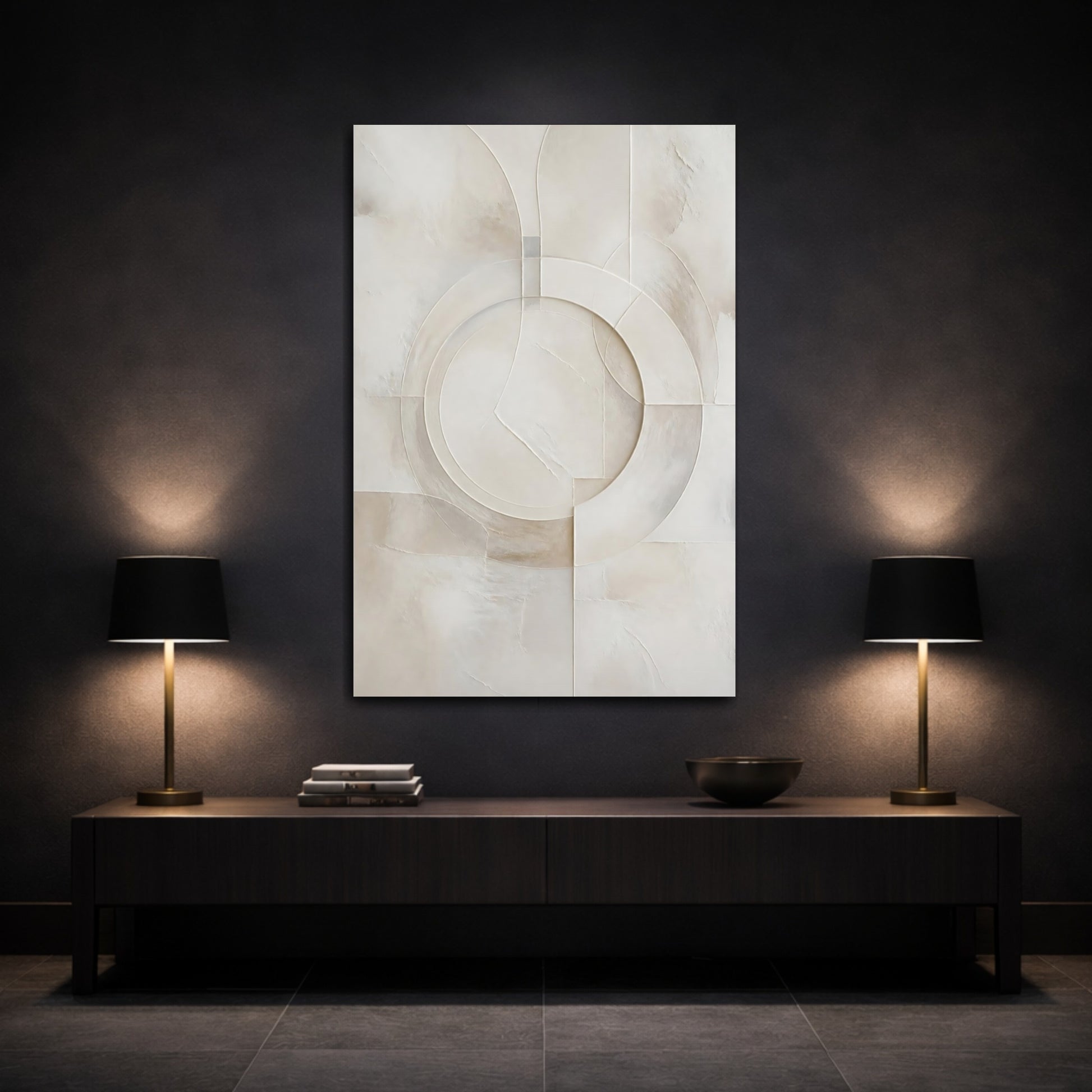 Mockup 3. Abstract Geometric Shapes Neutral Abstract shown as stretched canvas wall art
