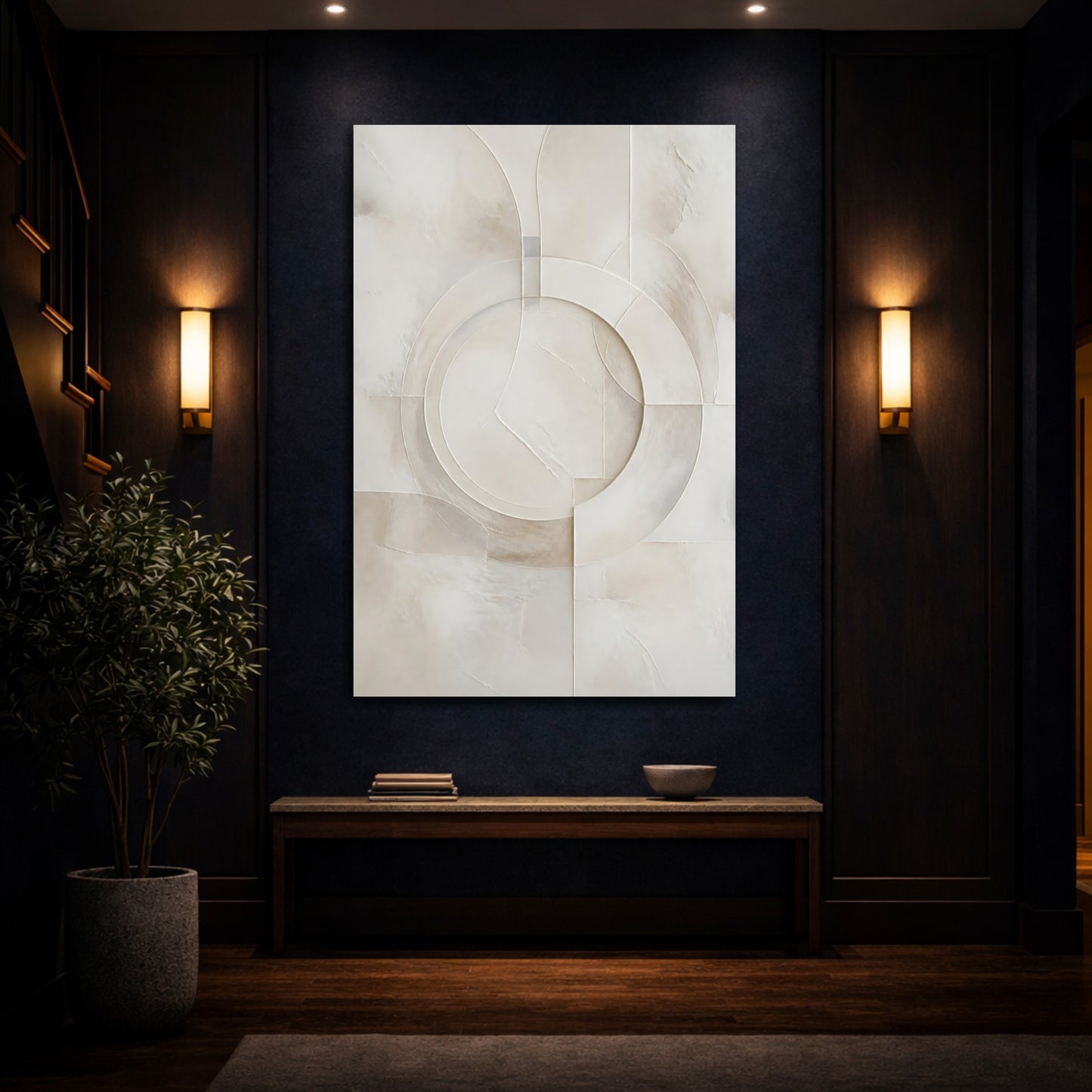 Mockup 4. Abstract Geometric Shapes Neutral Abstract shown as stretched canvas wall art