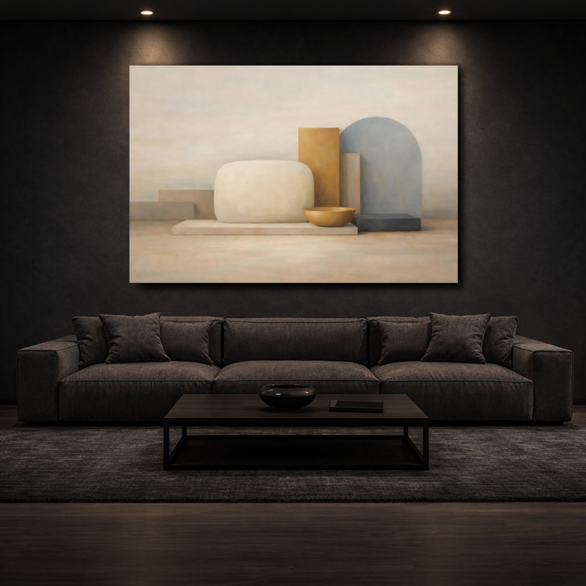 Mockup 2. Abstract Geometric Shapes Neutral Abstract Shapes shown as stretched canvas wall art