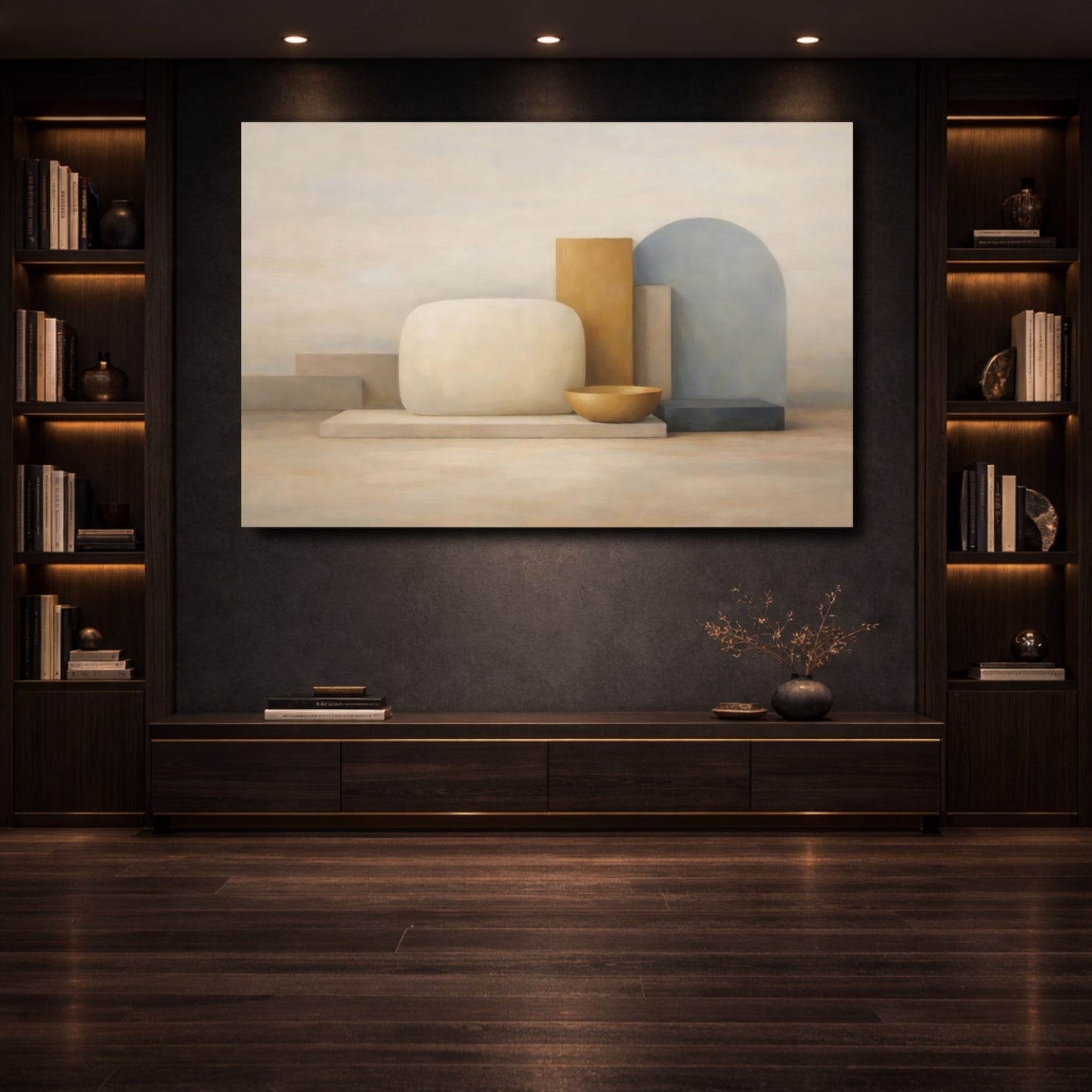 Mockup 3. Abstract Geometric Shapes Neutral Abstract Shapes shown as stretched canvas wall art