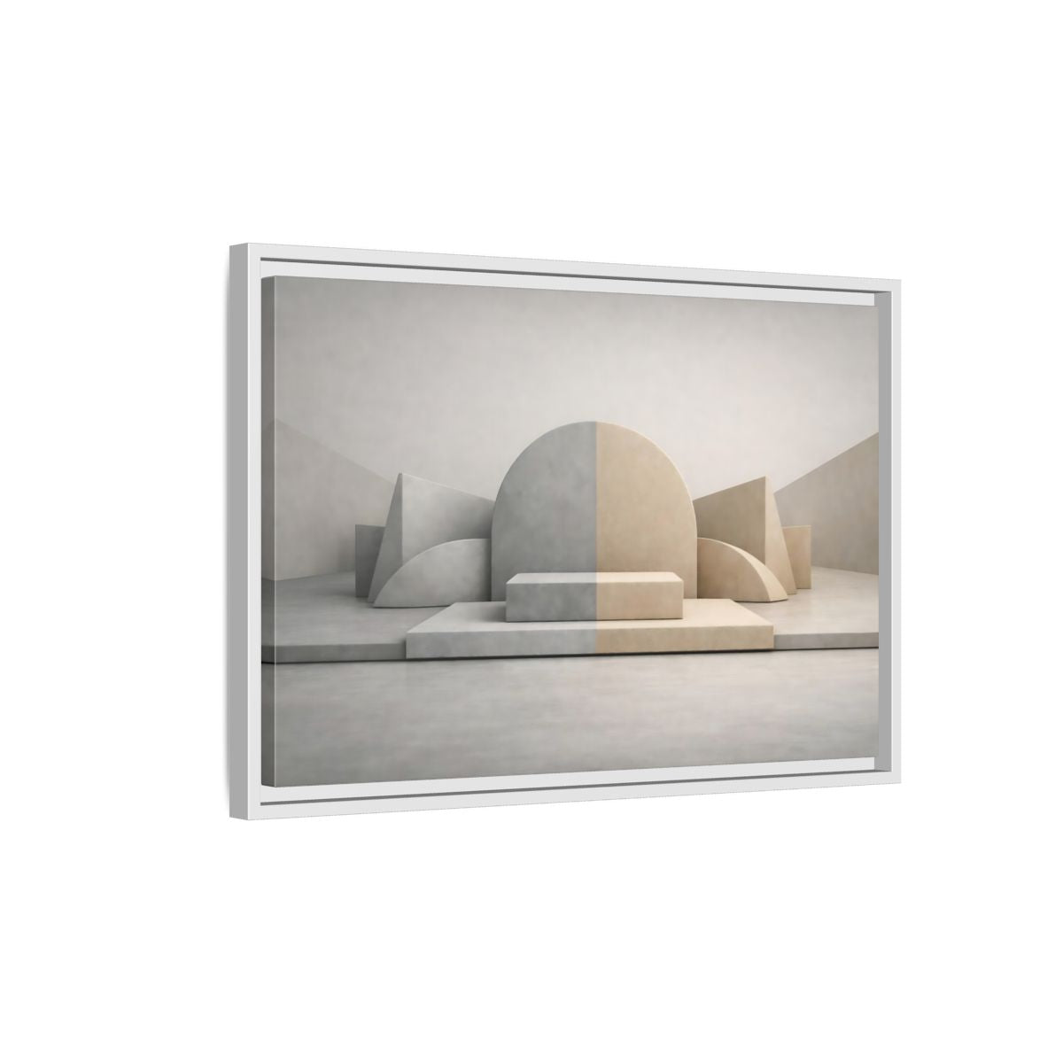 Side Mockup 1. Abstract Geometric Shapes Neutral Geometric Forms shown as stretched canvas wall art
