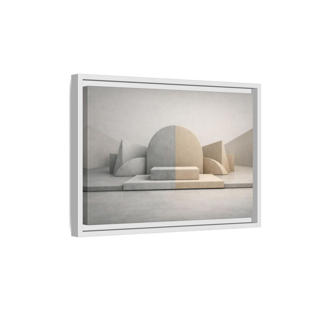 Side Mockup 4. Abstract Geometric Shapes Neutral Geometric Forms shown as stretched canvas wall art