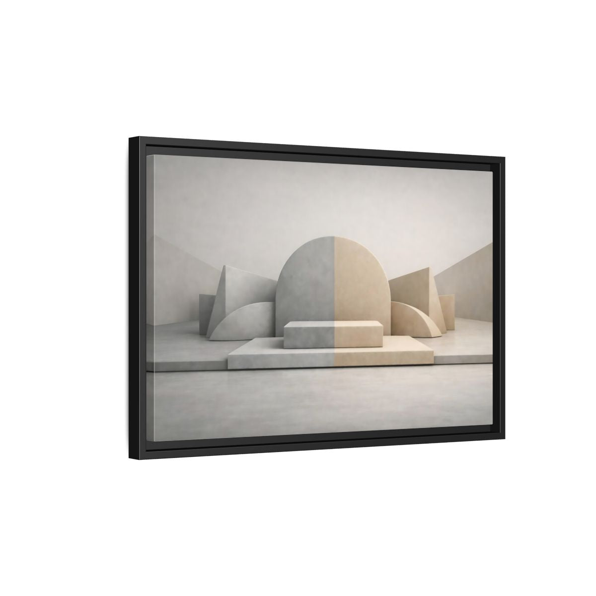 Side Mockup 3. Abstract Geometric Shapes Neutral Geometric Forms shown as stretched canvas wall art