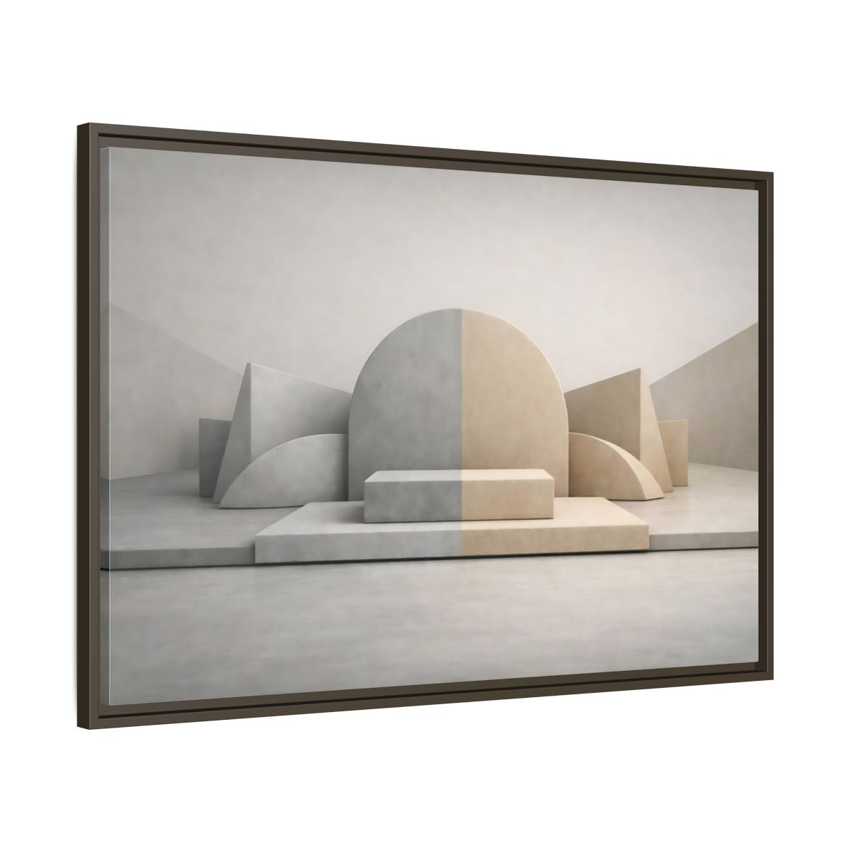 Side Mockup 9. Abstract Geometric Shapes Neutral Geometric shown as stretched canvas wall art