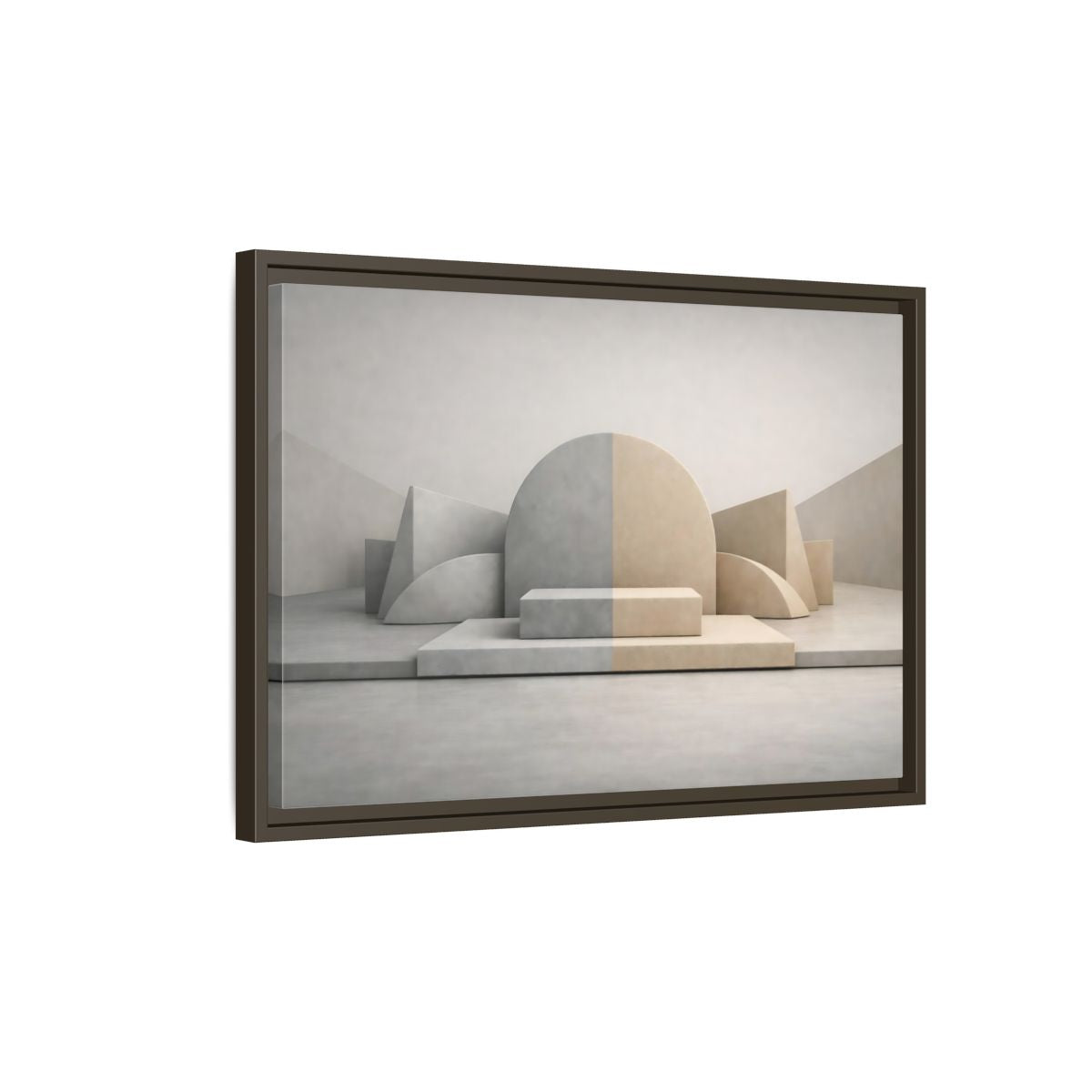 Side Mockup 2. Abstract Geometric Shapes Neutral Geometric shown as stretched canvas wall art
