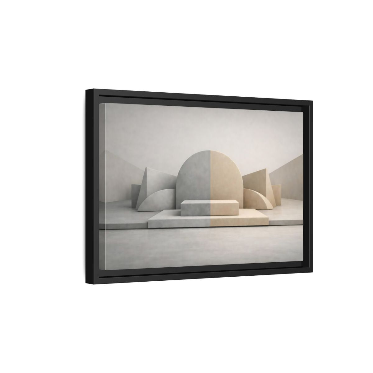 Side Mockup 6. Abstract Geometric Shapes Neutral Geometric shown as stretched canvas wall art