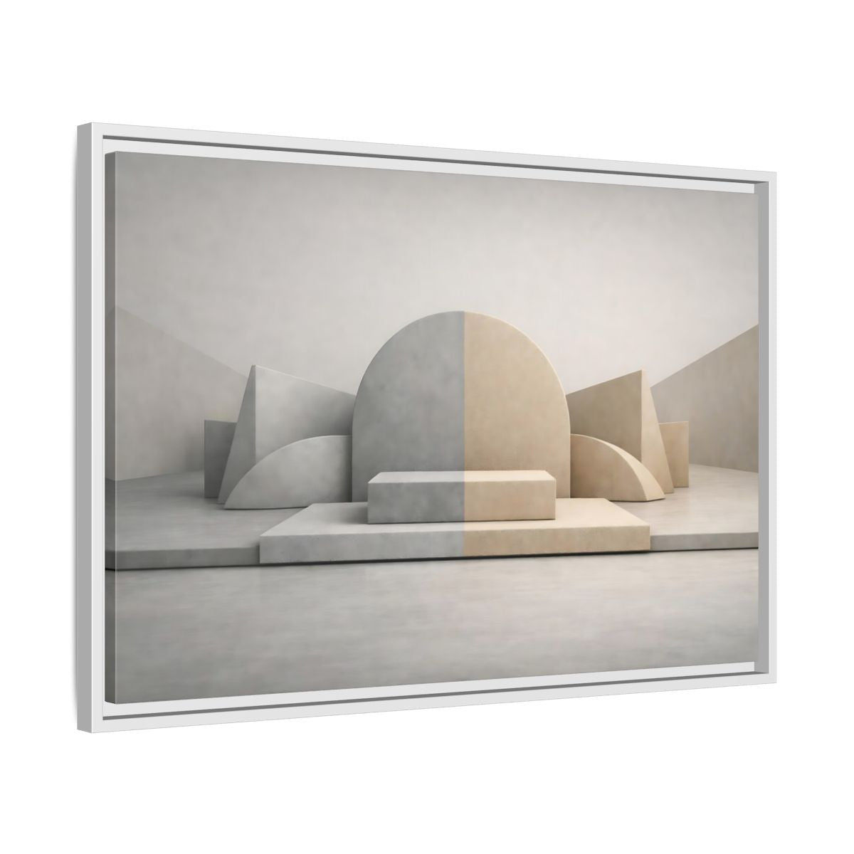 Side Mockup 10. Abstract Geometric Shapes Neutral Geometric shown as stretched canvas wall art
