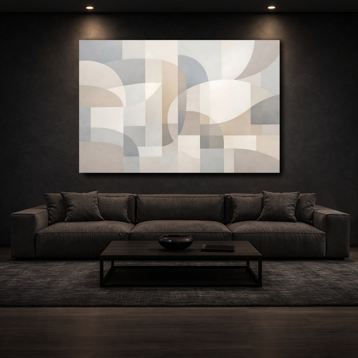 Mockup 2. Abstract Geometric Shapes Neutral Geometric shown as stretched canvas wall art