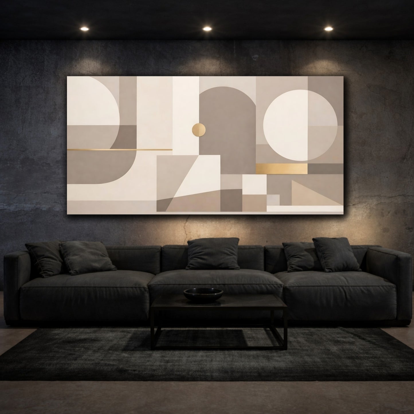 Mockup 2. Abstract Geometric Shapes Neutral Geometric shown as stretched canvas wall art