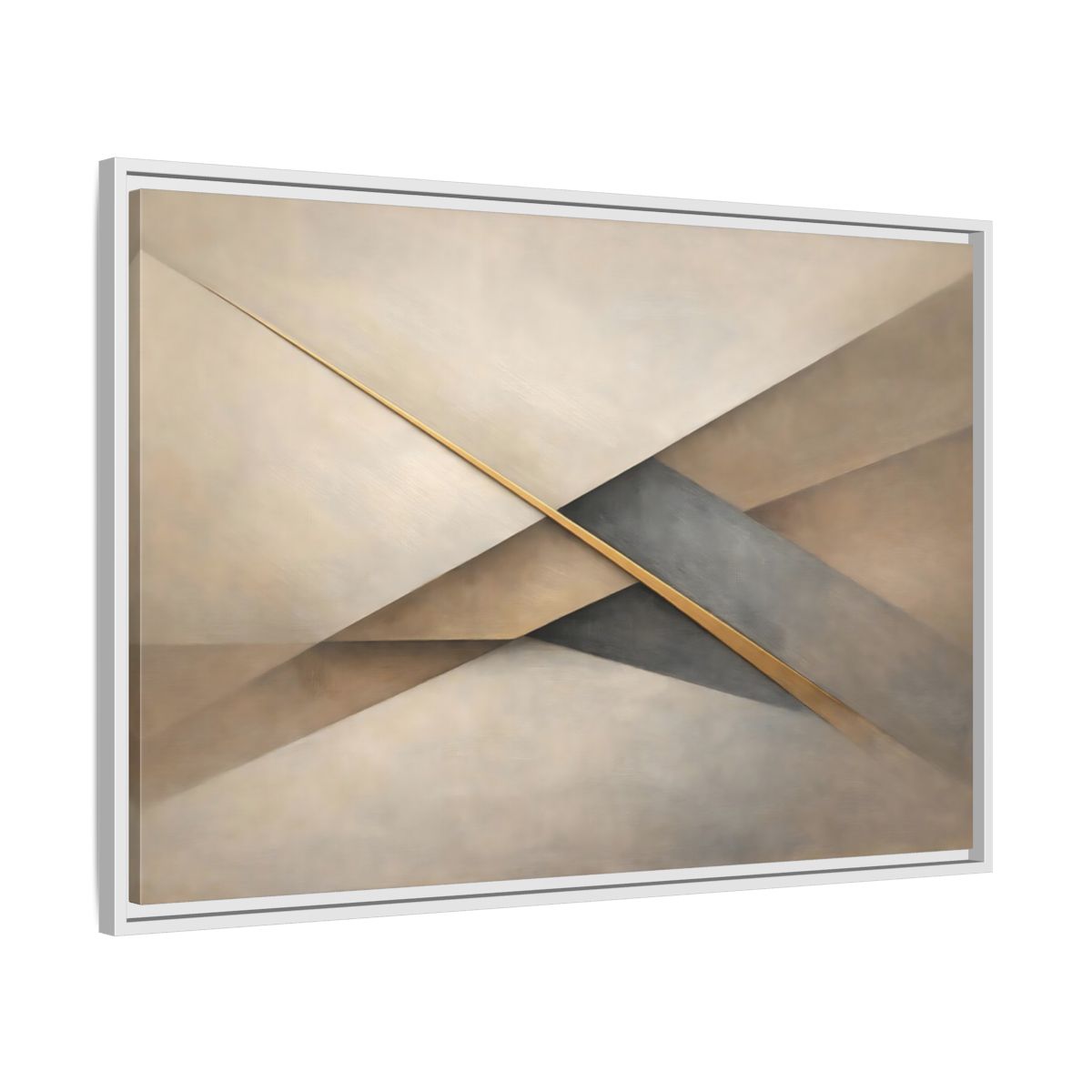 Side Mockup 8. Abstract Geometric Shapes Neutral Gold Abstract shown as stretched canvas wall art
