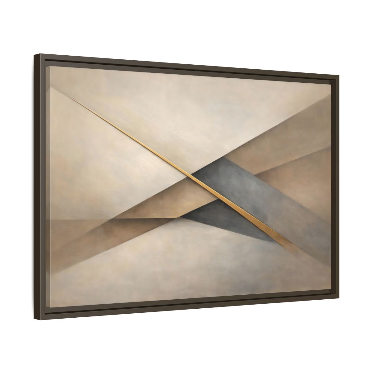 Side Mockup 11. Abstract Geometric Shapes Neutral Gold Abstract shown as stretched canvas wall art