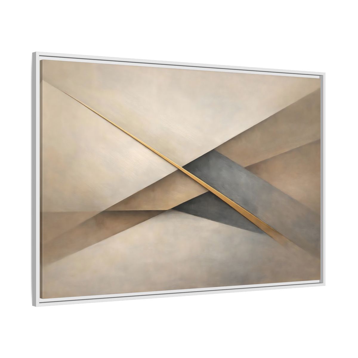 Side Mockup 7. Abstract Geometric Shapes Neutral Gold Abstract shown as stretched canvas wall art