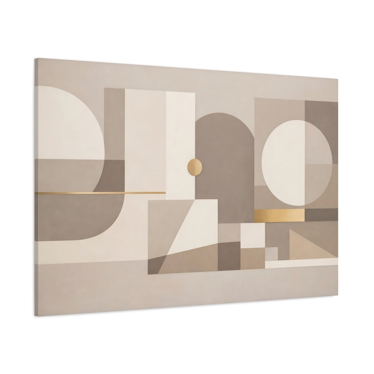 Main Mockup. Abstract Geometric Shapes Neutral Gold Geometric shown as stretched canvas wall art