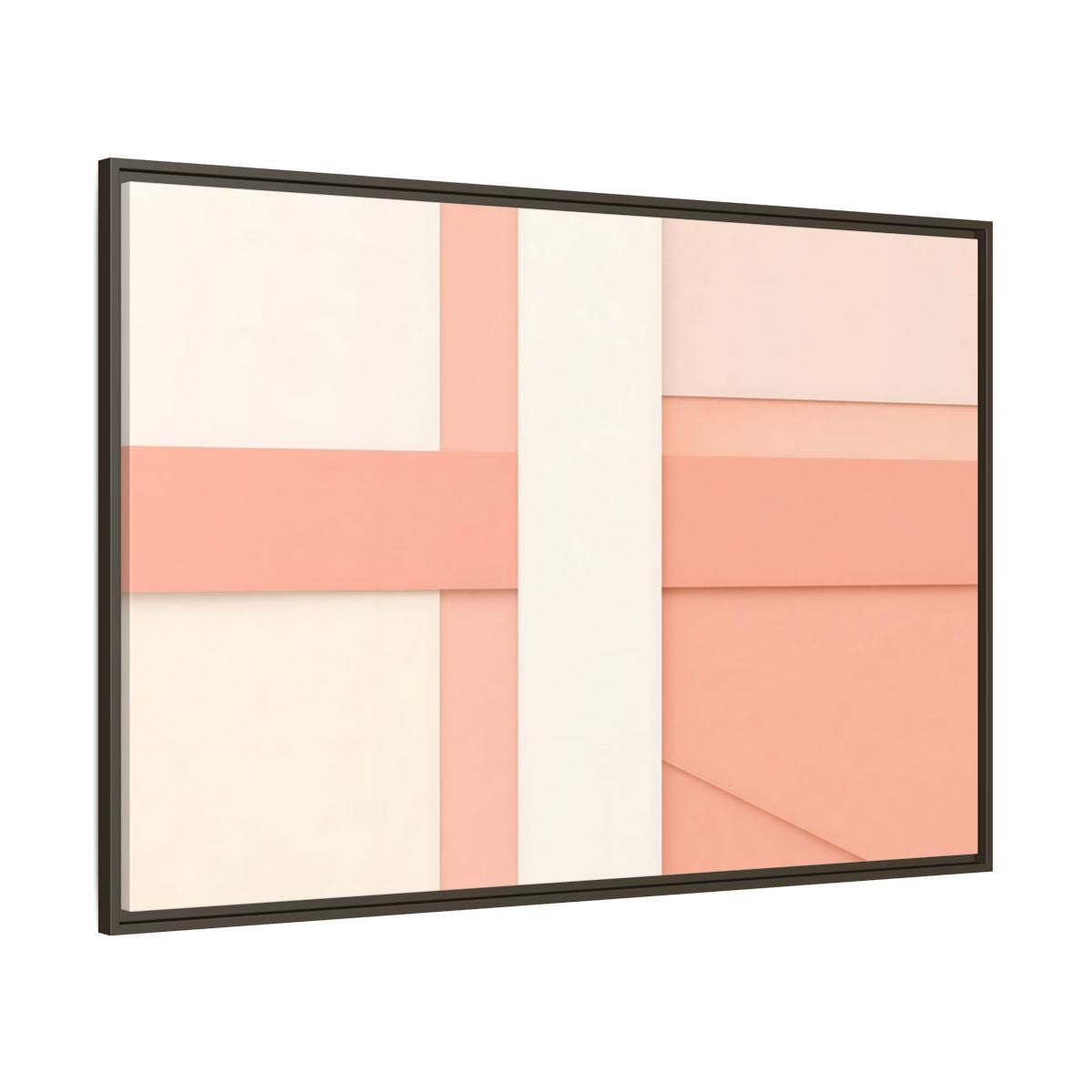 Main Mockup. Abstract Geometric Shapes Peach And Cream shown as stretched canvas wall art