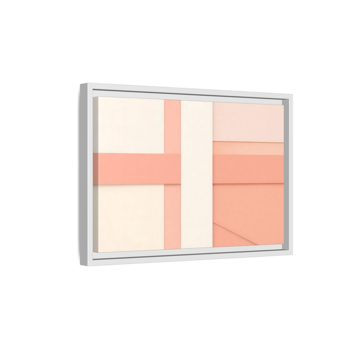 Side Mockup 4. Abstract Geometric Shapes Peach And Cream shown as stretched canvas wall art