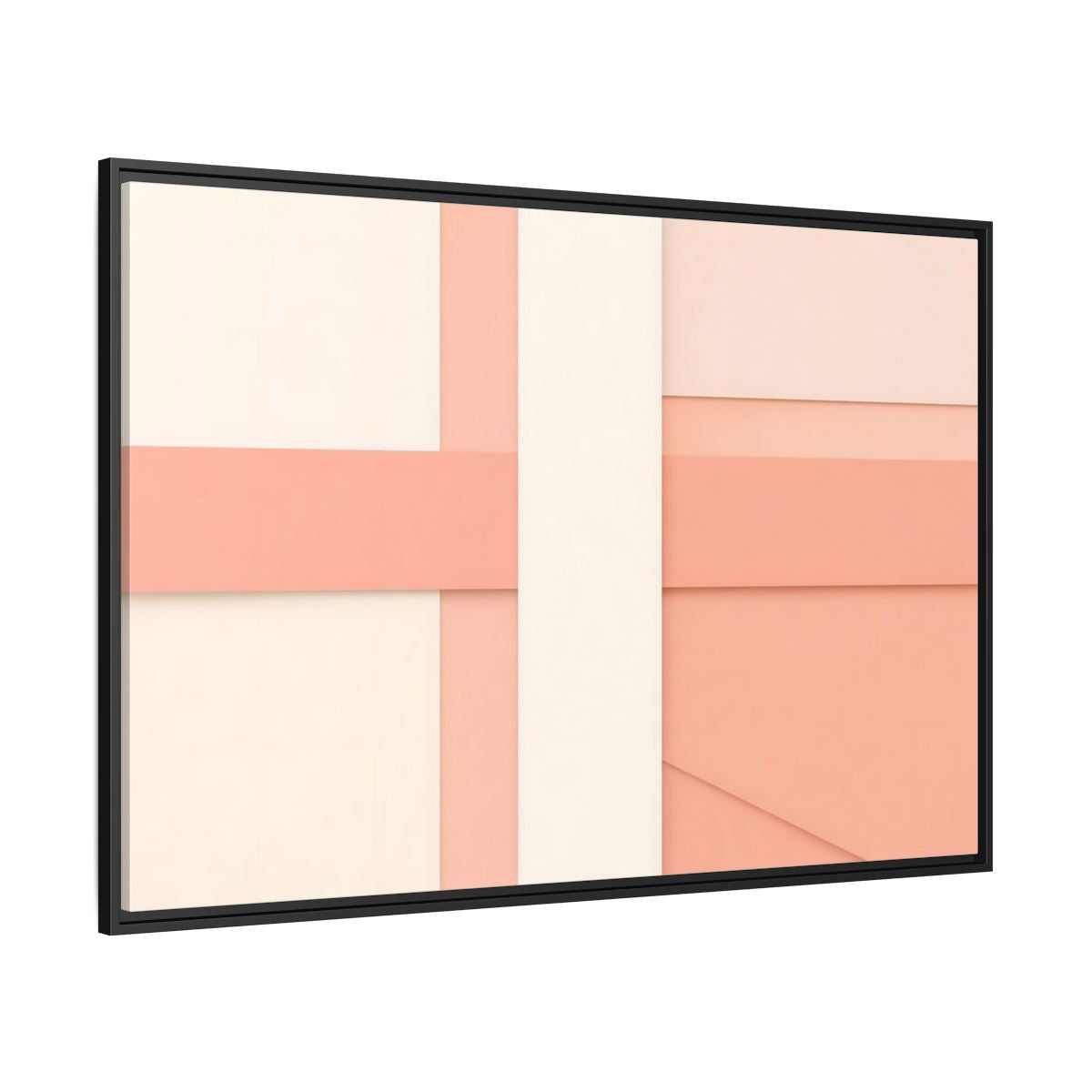 Side Mockup 12. Abstract Geometric Shapes Peach And Cream shown as stretched canvas wall art