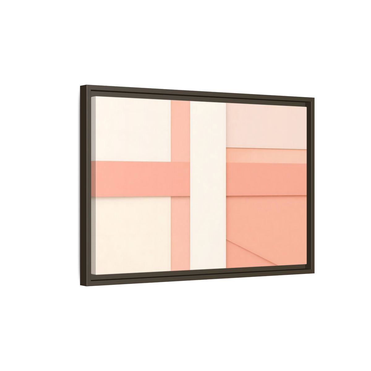 Side Mockup 2. Abstract Geometric Shapes Peach And Cream shown as stretched canvas wall art