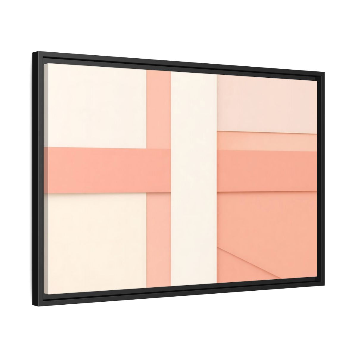 Side Mockup 14. Abstract Geometric Shapes Peach And Cream shown as stretched canvas wall art