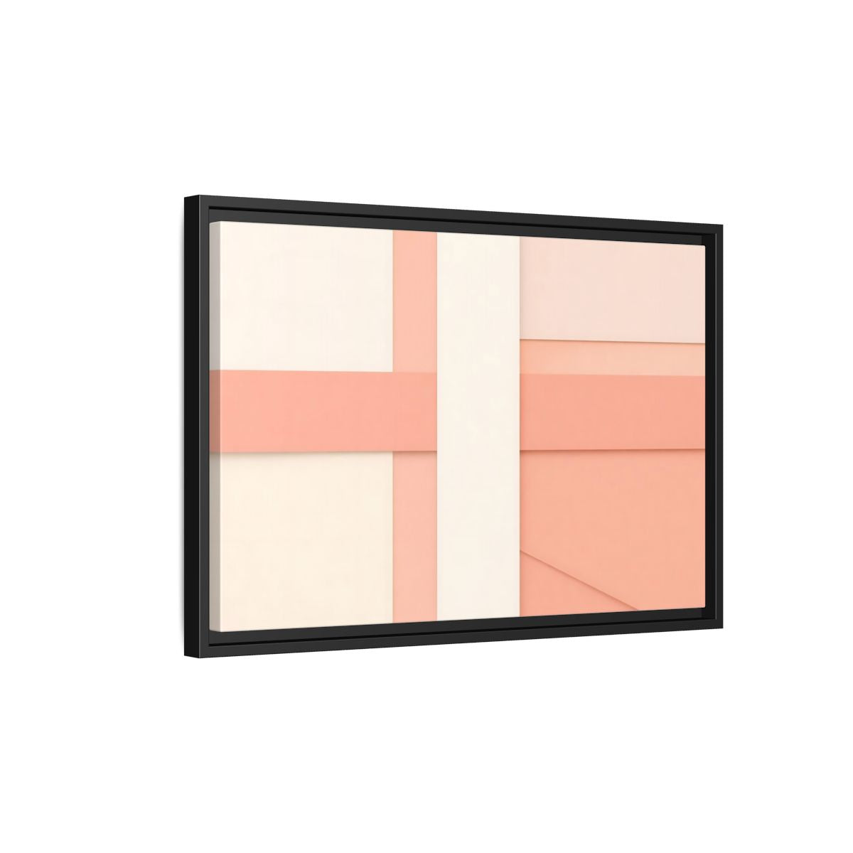 Side Mockup 3. Abstract Geometric Shapes Peach And Cream shown as stretched canvas wall art