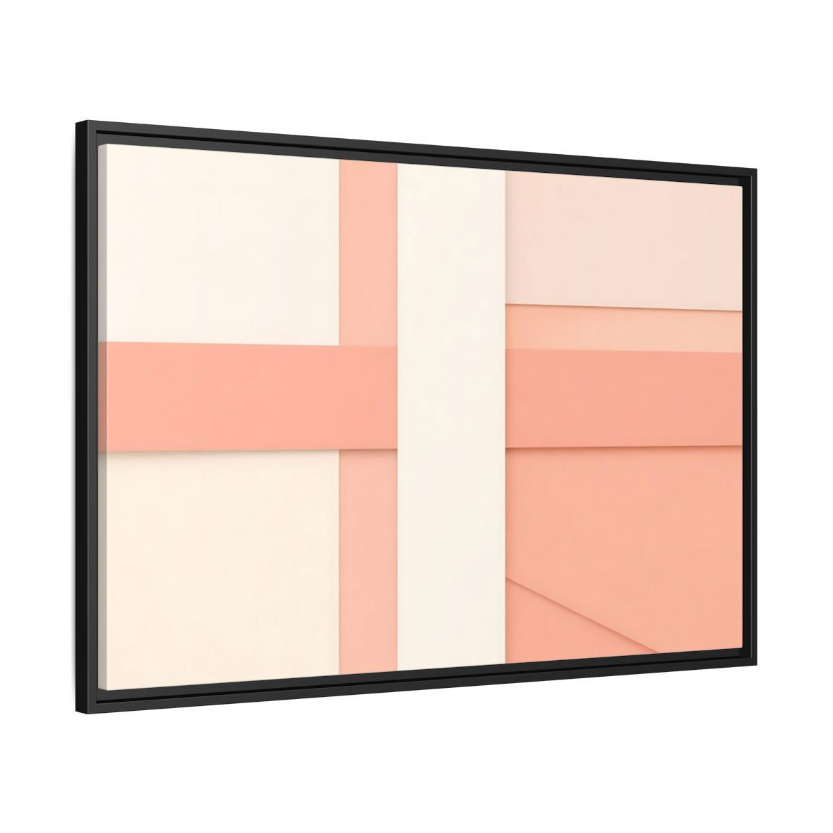 Side Mockup 13. Abstract Geometric Shapes Peach And Cream shown as stretched canvas wall art