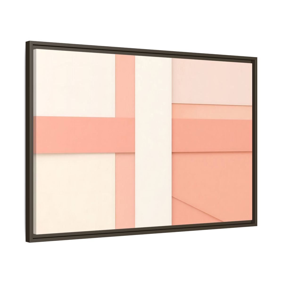 Side Mockup 9. Abstract Geometric Shapes Peach And Cream shown as stretched canvas wall art