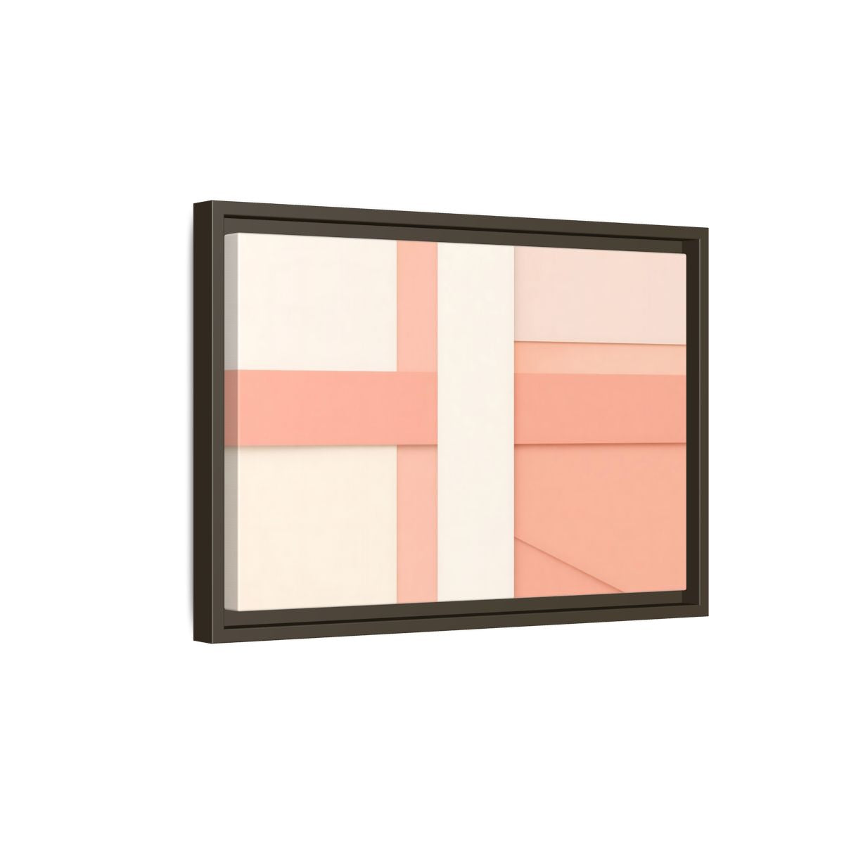 Side Mockup 5. Abstract Geometric Shapes Peach And Cream shown as stretched canvas wall art
