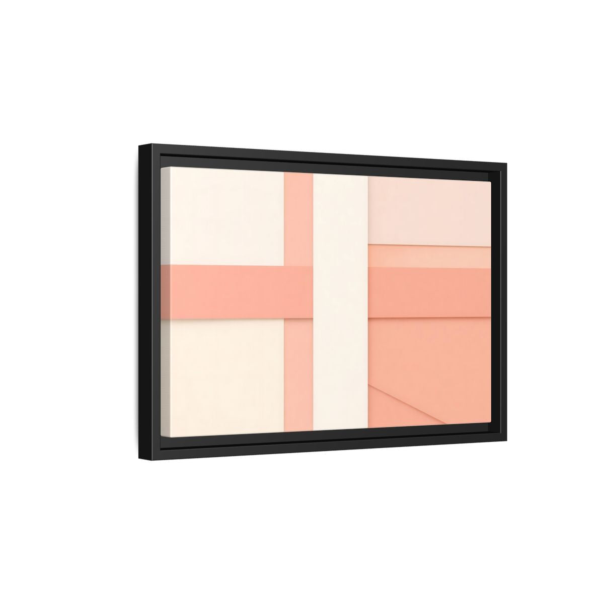 Side Mockup 6. Abstract Geometric Shapes Peach And Cream shown as stretched canvas wall art