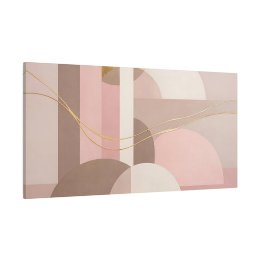 Main Mockup. Abstract Geometric Shapes Pink Brown Abstract shown as stretched canvas wall art