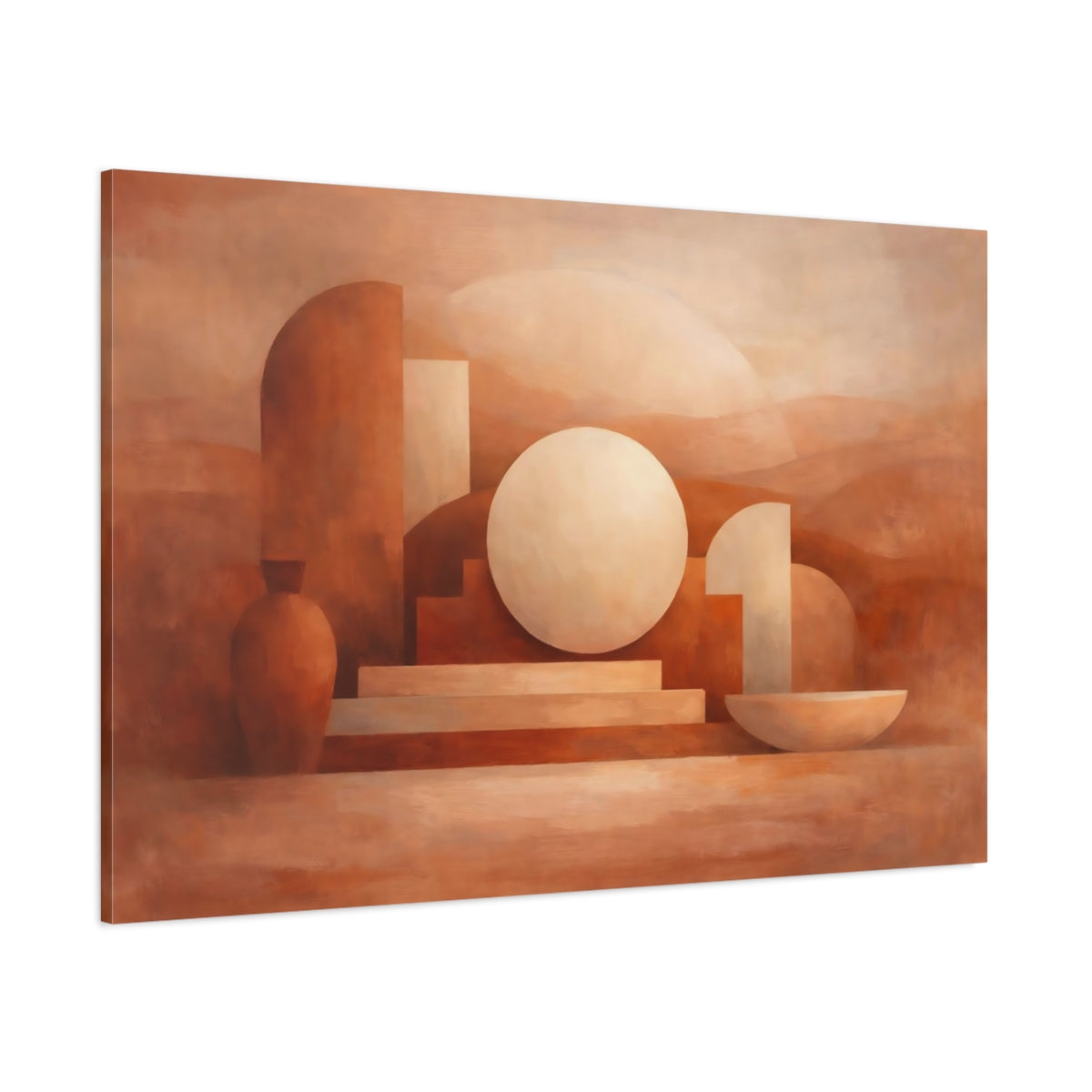 Abstract Geometric Shapes Terracotta Geometry shown as stretched canvas wall art