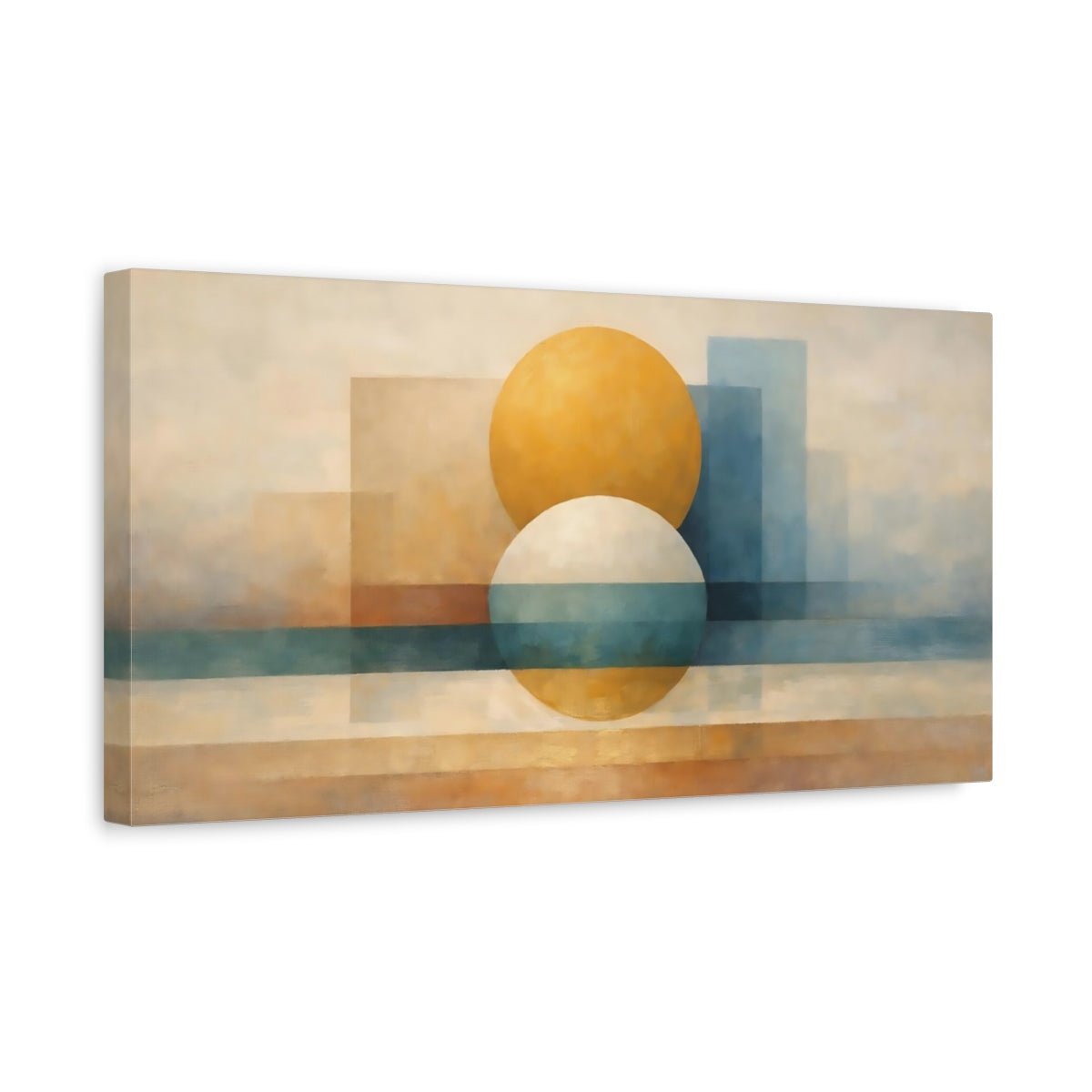 Abstract Geometric Shapes Yellow Blue - Canvas Wall Art Print - YesArtYes