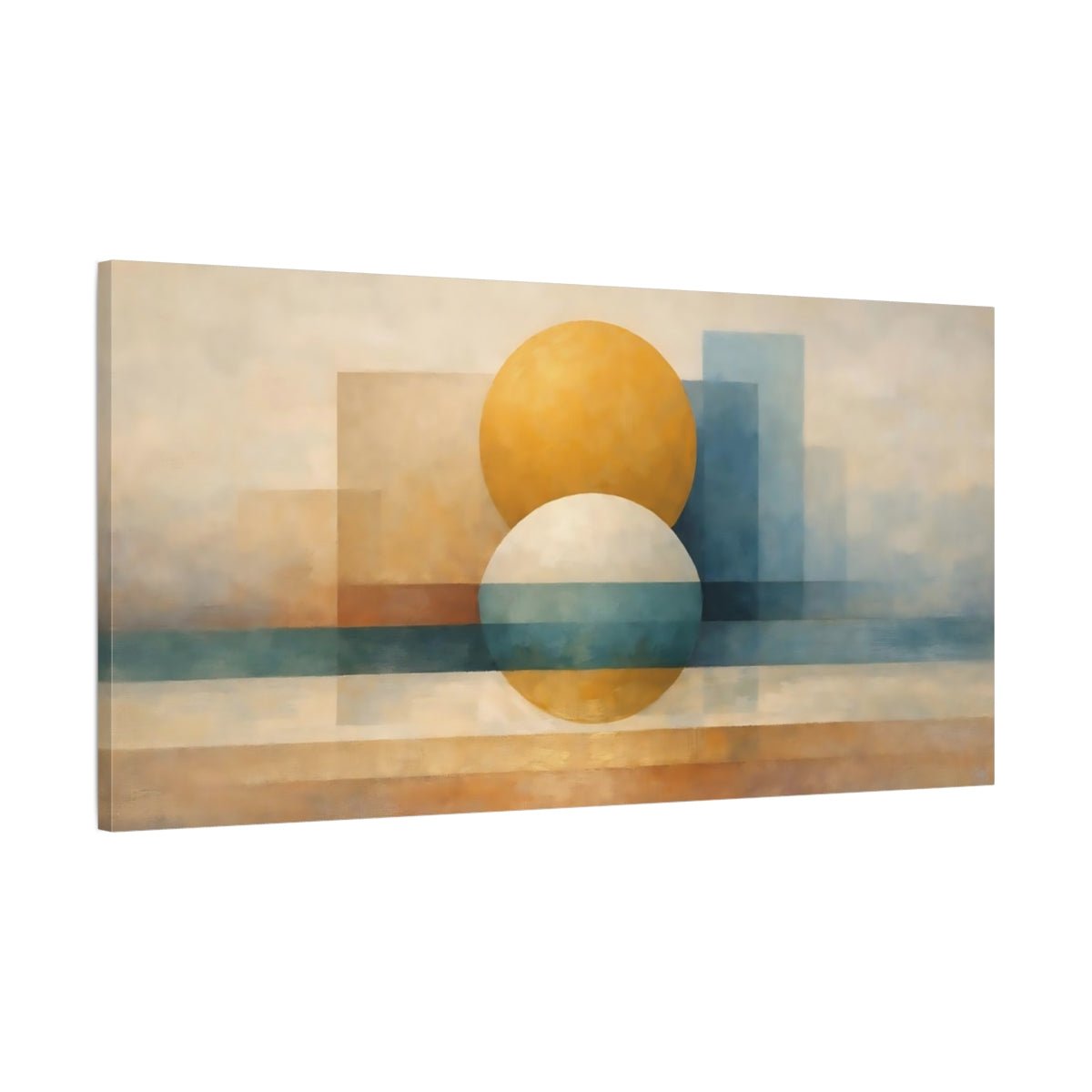 Abstract Geometric Shapes Yellow Blue - Canvas Wall Art Print - YesArtYes